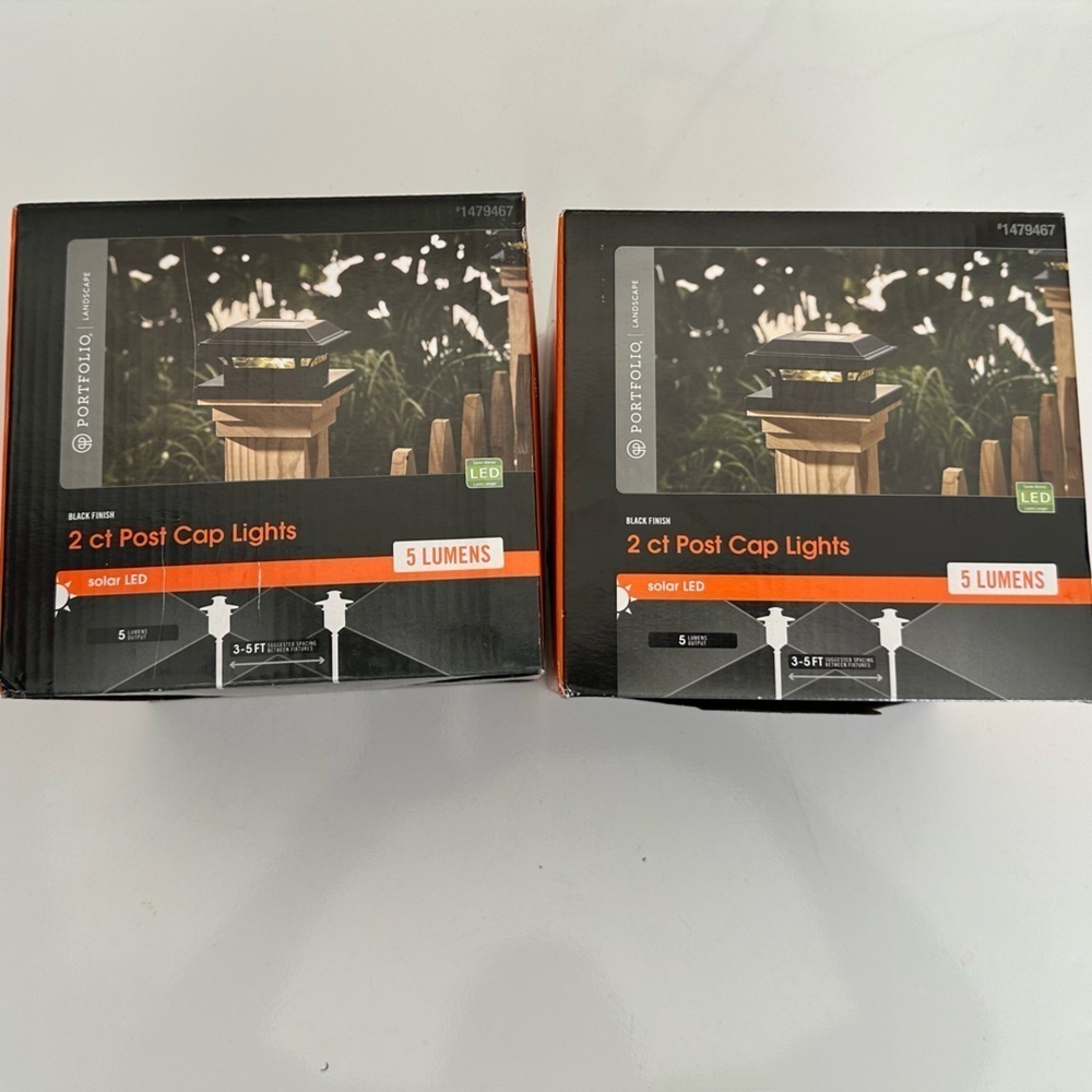 2 Portfolio Landscape Post Cap LED Lights - 5 Lumen Black Finish-Fits 4”or6”-NIB